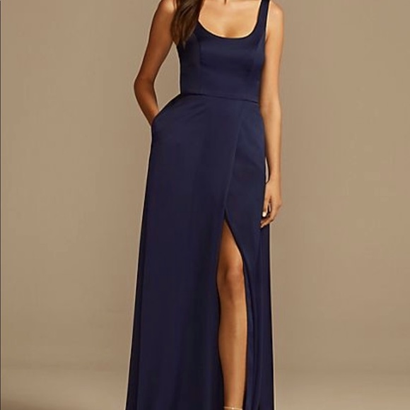 crepe back satin scoop tank bridesmaid dress Satin Scoop Neck Camisole Maxi Dress - Champagne main image 1